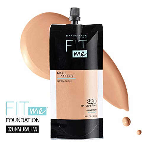 Maybelline New York Fit Me Matte + Poreless Liquid Foundation, Pouch Format, 320 Natural Tan, 1.3 Ounce #TOP1
