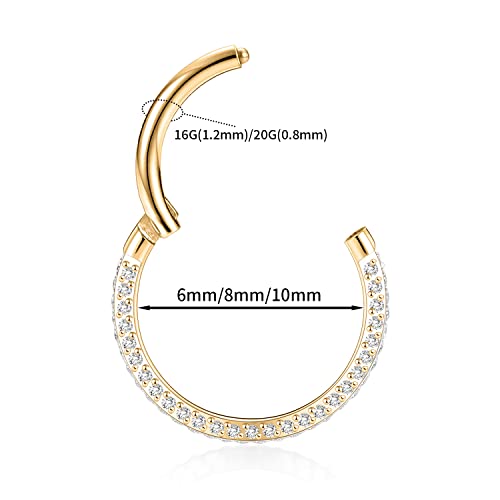 GAGABODY Septum Clicker Conch Piercing Jewelry 16 Gauge Earrings Hoop 20g Ring Nose Hoops Surgical Steel Lip Rings with 3 Sides CZ Helix Rook Cartilage Earrings4