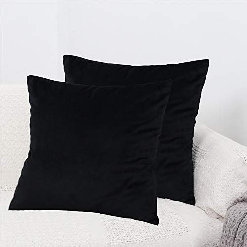 COWORK-UP Velvet Soft Cushion Cover Throw Pillow Case Decorative Square Sofa Pillowcase for Home Xmas Decor Favor, 18 x 18 inch / 45 x 45 cm with Invisible Zipper, Set of 2