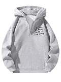 Verdusa Men's Quarter Zip Pullover Hoodies Long Sleeve Drop Shoulder Sweatshirt Casual Pullover 2026 God Grey Medium