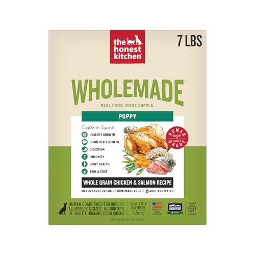 Image of The Honest Kitchen Human Grade Wholemade Whole Grain Chicken & Salmon Dehydrated Puppy Dog Food, 7lb Bag (Makes 28lbs)