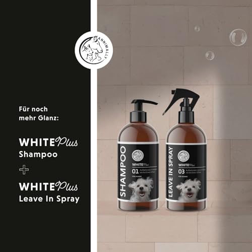 Annimally White Plus Conditioner - Natürliche FellspüLung mit Sheabutter für strahlend weißes Fell, ph-neutrale, feuchtigkeitsspendende Pflege für weißes Fell ohne Bleichmittel & Parfüm - 500 ml