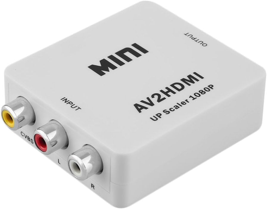 SANCY AV to HDTV, RCA to HDTV, AV2HDTV Adapter AV CVBS Composite to HDTV Video Audio Converter 1080P Support PAL/NTSC Format for PS2, PS3, Set Top TV Box, STB, VHS, Camera, DVD
