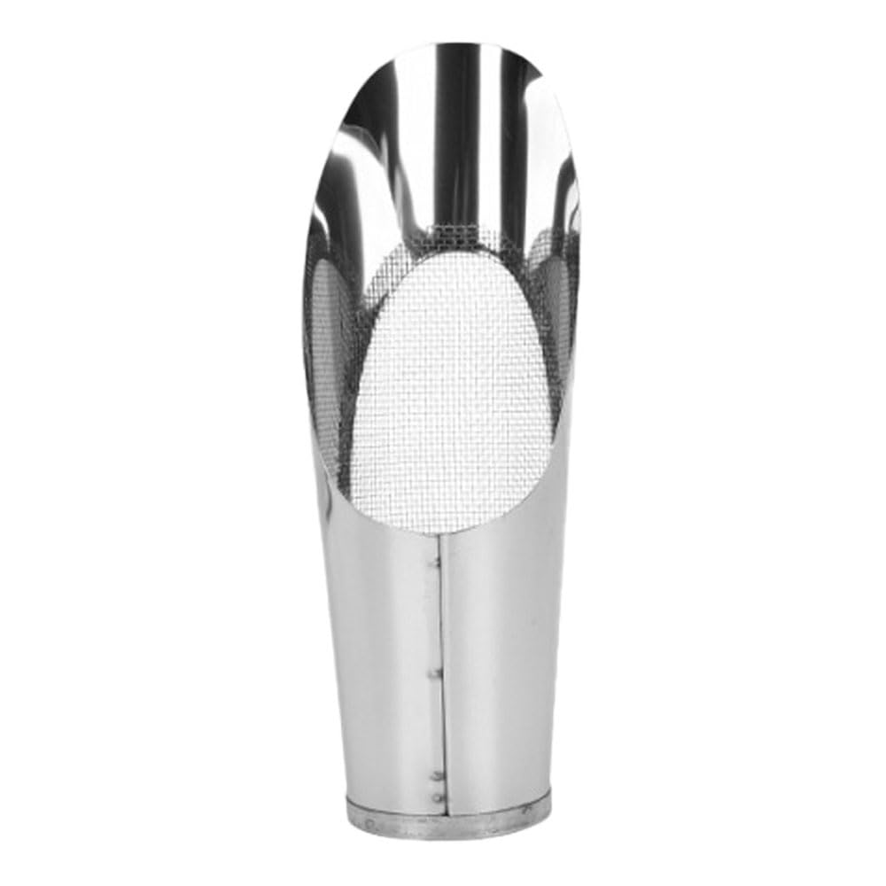 Soil Scoop for Bonsai Potting, Stainless Steel Bucket Shovel with Sieve Potted Soil Scoops Gardening Tool for Transplanting, Fertilizing, Planting (S, 17 x 5cm)