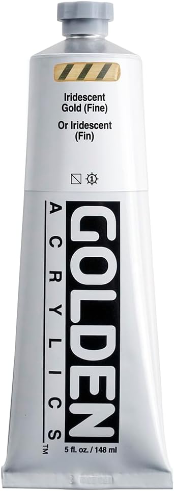 GOLDEN Heavy Body Acrylics, Iridescent Gold (Fine), 5 fl. oz. Tube, Professional Acrylic Paint, Semi-Transparent