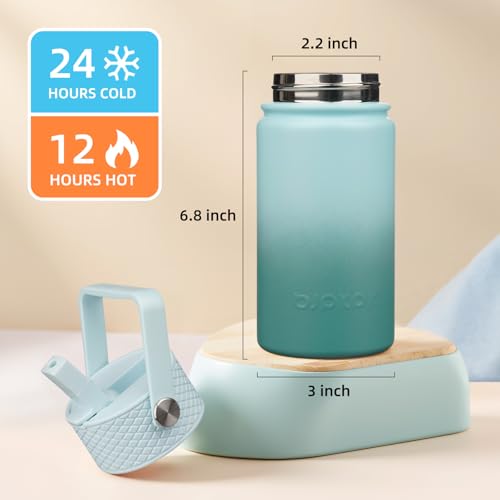 Image of BJPKPK Insulated Water Bottle, 15oz Stainless Steel with Straw Lid