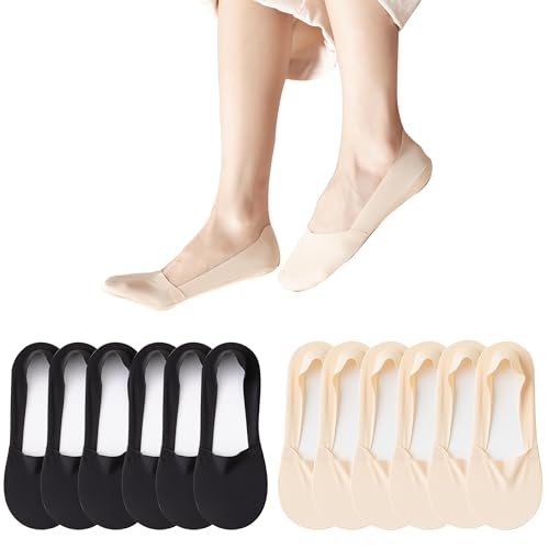 6 Pack No Show Socks Women Thin Socks Low Cut Liner Socks Non Slip Invisible for Flats Boat