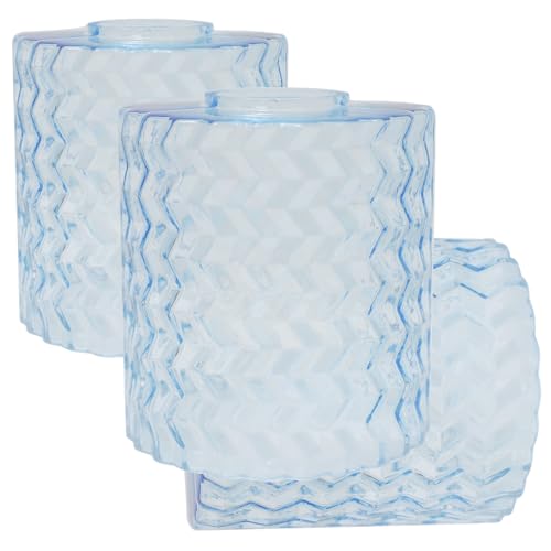Image of 3 Pcs Blue Ripple Fitter Opening Lighting Fixture Replacements, E26 Base 1-5 /8 Inch Fitter Glass Shades Cover for Ceiling Fan Wall Light and Pendant Light
