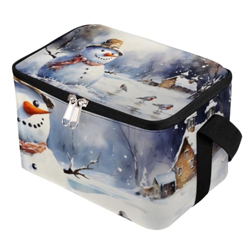 GzLeyigou Lunch Bags for Women Men 9 Cans,Xmas Christmas Snowman Hot & Cold Food Delivery Bag Insulated Grocery Bag Insulated Lunch Box Cooler Bag for Office Work Picnic Beach