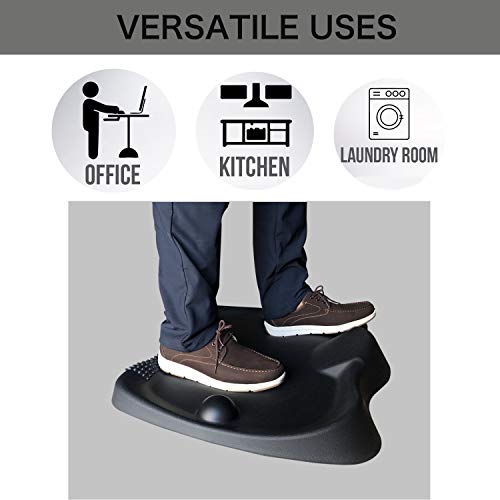 Sunflower Home Comfort Standing Desk Mat Anti Fatigue Office Ergonomic Not Flat Foot Massage Mat Floor Stand Up Desk Mats for Workstation Kitchen Memory Foam Black Extra Thick Cushion Pad - Thumbnail 3