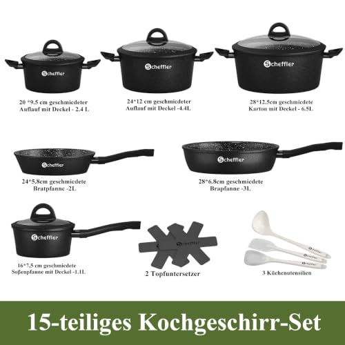 Foto von Scheffler Topfset Induktion 15-tlg Aluminium beschichtet(HL-21PS102)