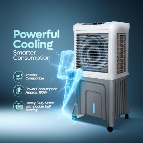 Image of SUMMERCOOL Singham 120L Jumbo Desert Air Cooler For home | For Large Room | Inverter Compatible | 45Ft Air Throw | Double ball bearing Motor | Low Power Consumption | 1 yr Warranty (White, Grey)