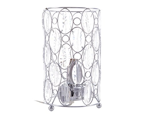 DIAMONT Lampe a poser tactile - en chromé et verre cristal cylindre H24cm ? ampoule E14 28W éco halo incluse