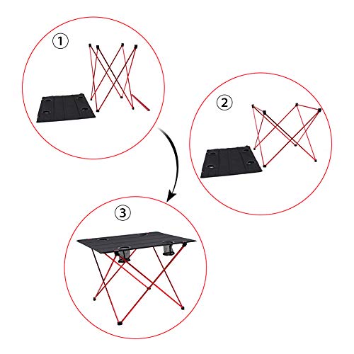 Outry Lightweight Folding Table With Cup Holders, Portable Camp Table (L - Unfolded: 29.5" X 22" X 21") #TOP4