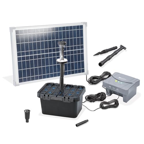 esotec Solar Teichfilterset Profi 25/700 LED, Teichfilter Komplettset mit Pumpe, LiFePo4 Akku, Solarmodul, Teichpumpe außen, mehrstufige Gartenteich Filterung, 100953