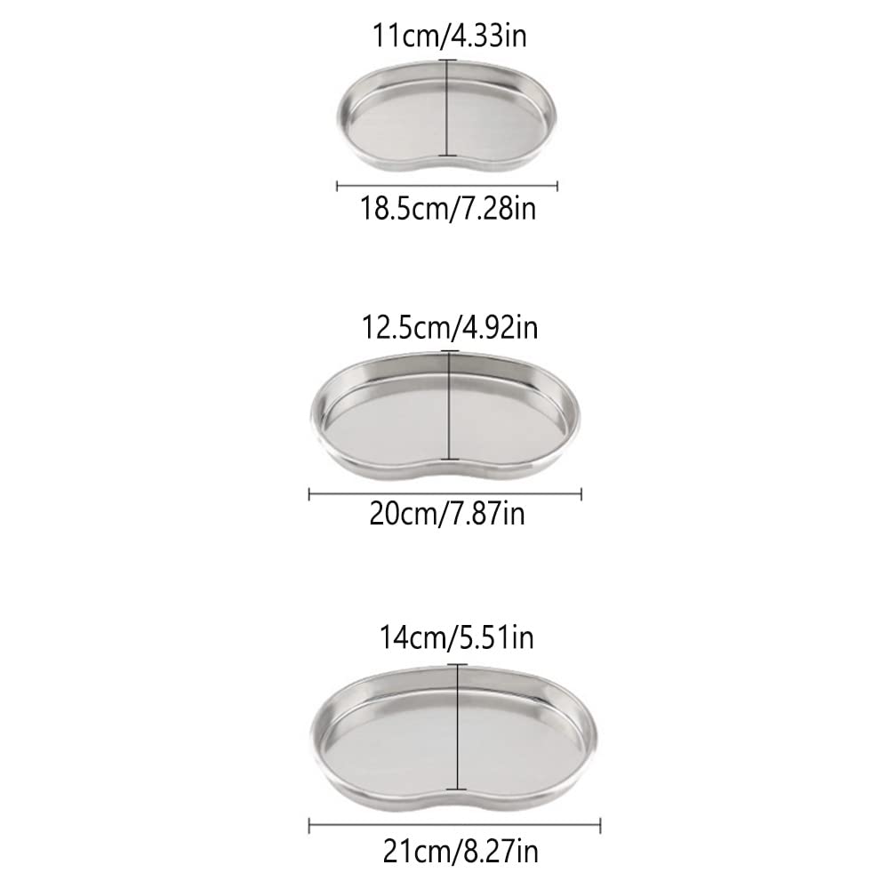 3 Pezzi Vassoio da Laboratorio, Vassoio per Strumenti Medici, Vassoio Strumenti In Acciaio Inossidabile, Strumento Vassoio Da Laboratorio, per Strumenti, Cura Dei, Cosmetici, D'argento, 3 Dimensioni