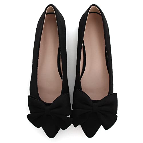 ChaiRong Zhou Ballet Flats for Women Cute Bowtie Pointy Toe Elegant Wedding Dress Flat Shoes3