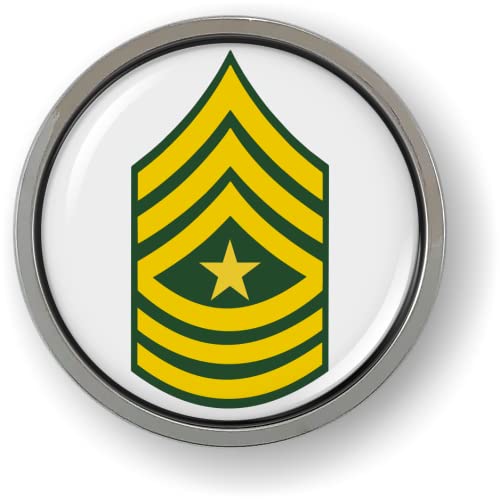 Image of US Army Rank Insignia CAR Emblem Metal Bezel - Sergeant Major E-9 (SGM) | Official U.S. Army Licensed Product, 3D Domed, Enlisted Soldiers Chrome Badge, Sticker, made by BestLicensePlateFrames