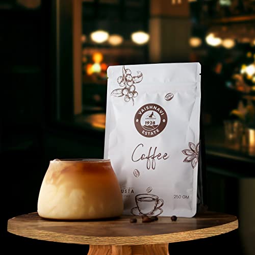 Image of Vaishnavi Estate's Original 100% Pure Dark Roast Robusta Coffee | Fine Grind | Dark Roast | Freshly Roasted & Ground | Single Origin | Freshly Roasted | Whole Bean (250g, Pack of 1)