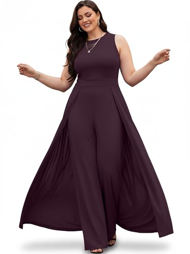 Image of KOH KOH Womens Sleeveless Flattering Dressy Long Pant Cape Elegant Jumpsuit