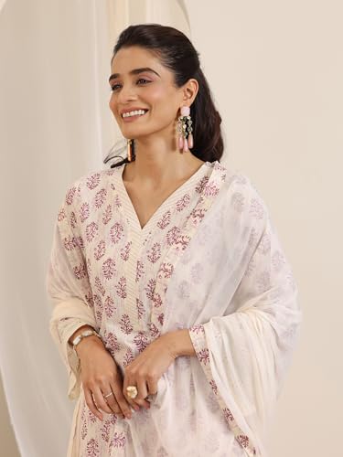 Image of Libas Printed Cotton Straight Kurta with Trouser and Dupatta