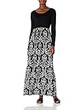 Amazon Brand - Find. Damenkleid Lange Ärmel Loose Casual Long Maxi Kleide mit Taschen (M, Schwarz-Weiß)