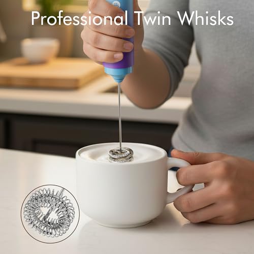 Image of Rechargeable Milk Frother Handheld, 2-IN-1 Dual Spring Whisk Electric Frother Wand for Cappuccino Latte Macchiato, Portable Drink Mixer for Coffee, Matcha, Hot Chocolate