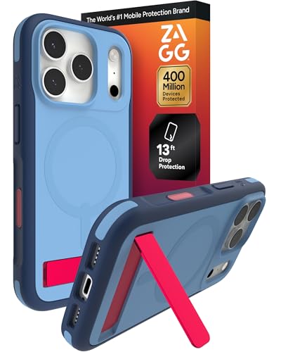 Image of ZAGG Sedona Snap Case with Kickstand for iPhone 17 Pro - Blue Royal Ember, Drop Protection (13ft /4m), Multi-Layer Protection, with Camera Button, MagSafe Phone Case with Impact-Absorbing Bumpers