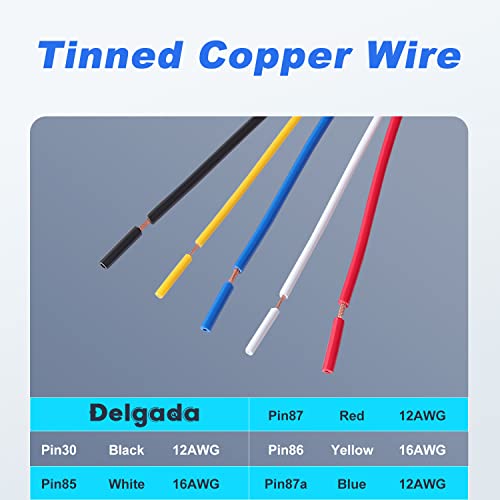 Delgada 5-Pack Automotive Relay Harness Set With Socket,5 Pin 12V 40Amp Spdt Iron Back Relays,For Boat Truck Motorcycle #TOP2