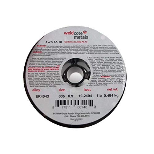 Weldcote Aluminum 4043 .035 X 1 Lb.. Spool MIG Welding Wire by Weldcote Metals