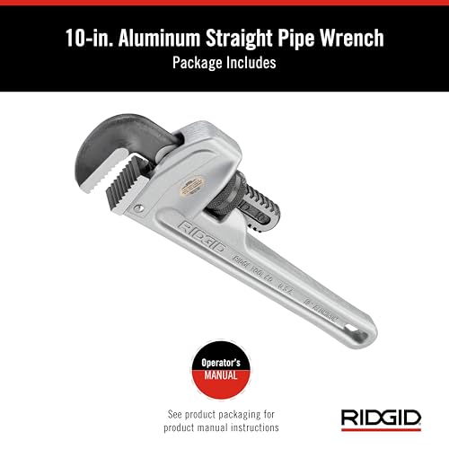 RIDGID 31090 Aluminum Straight Pipe Wrench, 10" Sturdy Plumbing Wrench with Self Cleaning Threads and Hook Jaws by RIDGID - Image 2