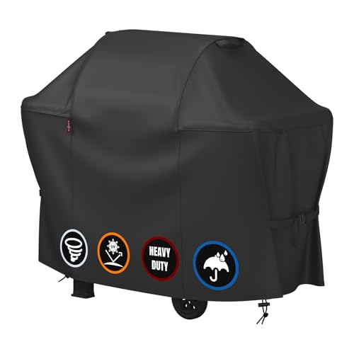 SHINESTAR Grill Cover for Weber Genesis 300 & Genesis II 300 Series, 58 Inch Heavy Duty Waterproof BBQ Cover, Gas Grill Cover for 3-5 Burner Outdoor Grills, Adjustable Drawstring & Click-Close Straps