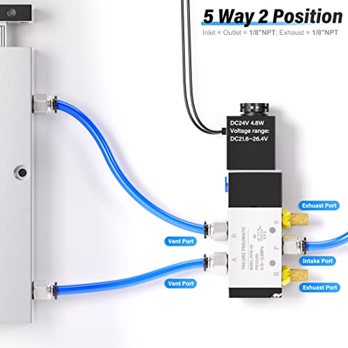 Image of TAILONZ PNEUMATIC 1 /8 inchNPT Solenoid Valve 4V110-06 DC24V Single Coil Pilot-Operated Electric 2 Position 5 Way Connection Type Outlet wire