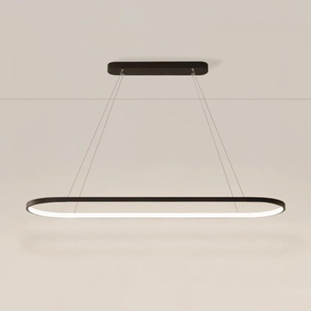 Suspension linéaire LED noire 70 cm lustre moderne 3000K pour îlot cuisine