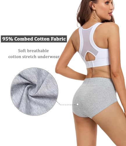wirarpa Unterhosen Damen Baumwolle Frauen Unterwäsche Hohe Taille Slips Hoher Taillenslip 4er Pack Grau Größe 4XL(60/62) 2