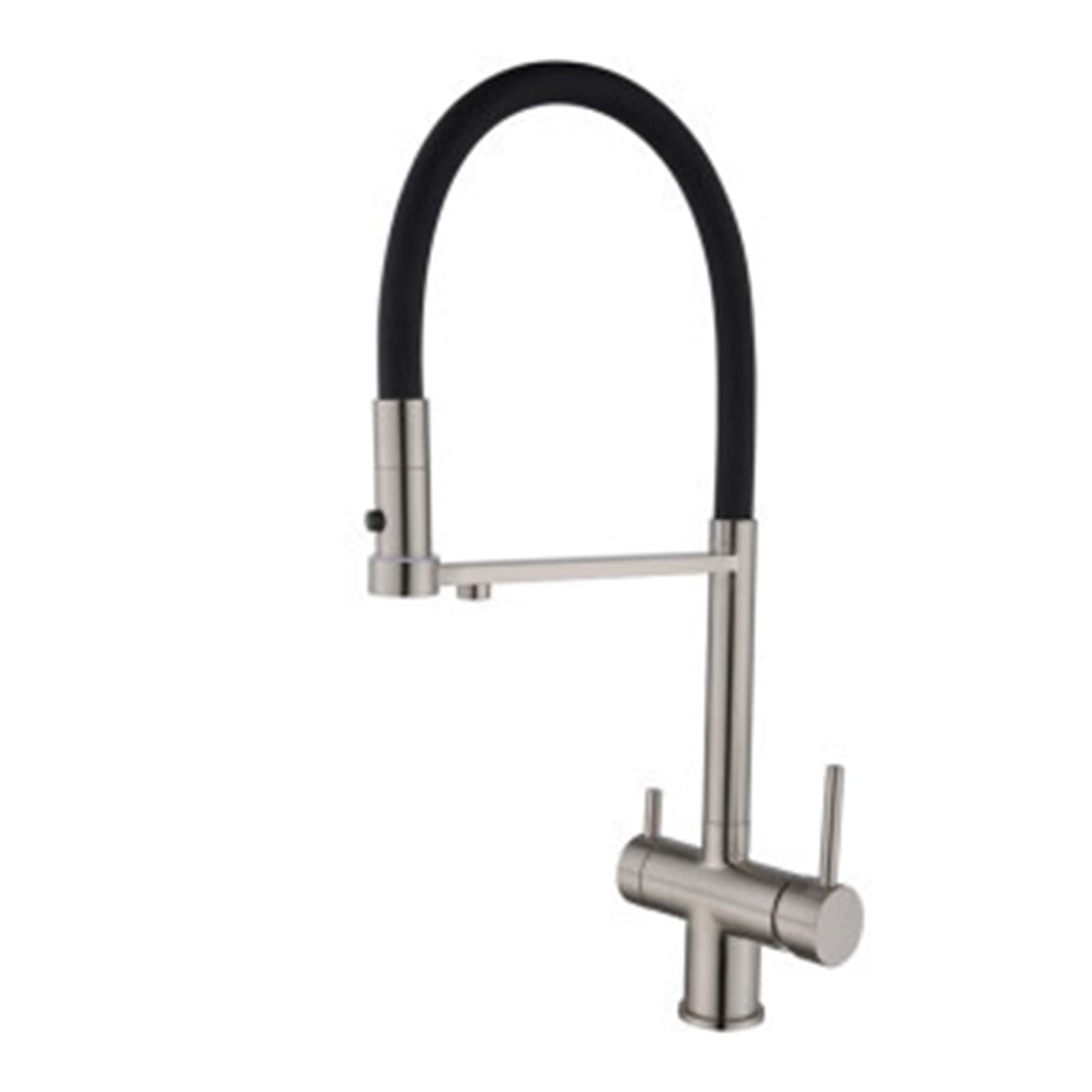 GLETSF 3-Way Black Copper Water Filter Faucet for Double Sink Kitchen Mixer Tap Drinking Water Purifier Easy Installation Design,