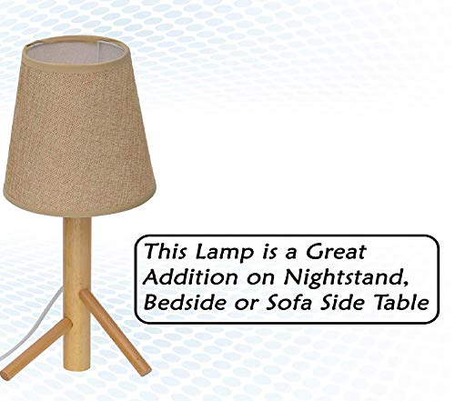 Image of Table Lamp in Natural Wood Bedside Nightstand Lamp Home Decorative for Bedroom, Study, Office, Work, Kids Room, Ideal Gifts