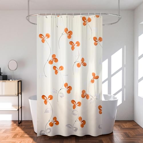 Image of Kuber Industries (Pack of 4) Shower Curtain | 7 Feet | PVC Waterproof Window Curtain | Bathroom Shower Curtain | AC Curtains | Curtains for Bathtub | 8 Rings Curtain | Painting | Cream