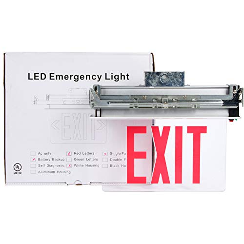 Image of inchMorris Products LED Exit Sign - Recessed Mount Edge - Red on Clear Panel, White Housing - Compact, Low-Profile Design - Single Sided Legend - Energy Efficient, High Output - 1 Count, (73331) inch