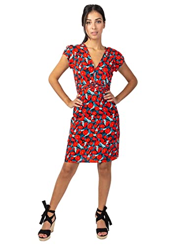Robe courte Tania rouge à fleurs pour vos terrasses ensoleillées
