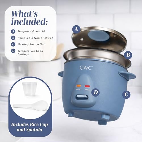 Image of COOK WITH COLOR 6 Cup Rice Cooker 300W - Effortless Cooking and Perfectly, Cooks 3 Cups of Raw Rice for 6 Cups of Cooked Rice, Navy