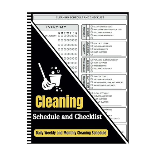 Cleaning Schedule and Checklist - Monthly House Cleaning Planner, Adults