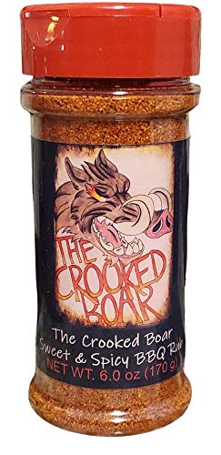 The Crooked Boar Sweet & Spicy BBQ Rub (6oz) All Purpose BBQ Seasoning | Low Sodium, No MSG, Gluten Free | BBQ Rub for Grilling, Dips, and Pasta Salads | Goes great on Everything!!!!!!!! | 8oz's of Volume 6oz Net Weight