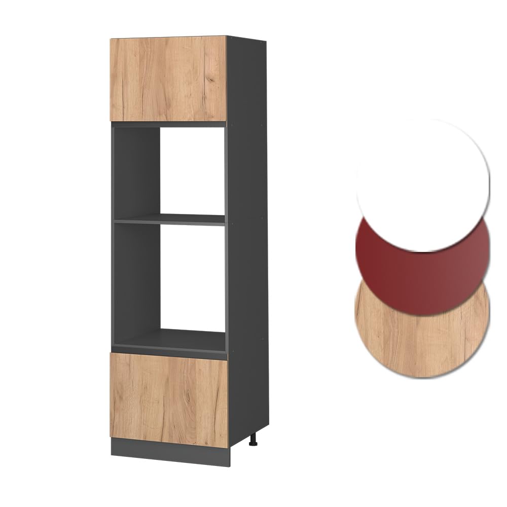 Vicco Mobile cucina microonde R-Line, Rovere dorato, 60 cm Forma a J, per la libera combinazione all'interno di sistemi cucina modulari