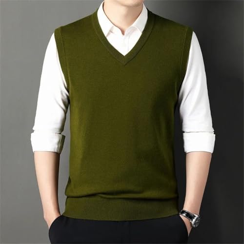 TdvcpmkkMen's Thick Knitted Vest Sweater Business Casual V-Neck Sleeveless Formal Vest Sweater Pullover2