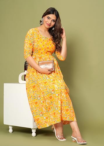 Image of Women's Feeding Kurta Cotton | Floral Anarkali Pregnancy Kurta with Nursing Zipper | Pre & Post Partum | Maternity Dresses | Mom to Be Gift