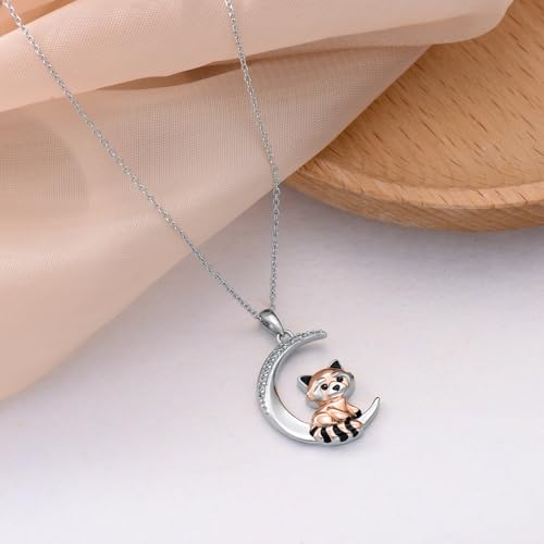 Image of PROESS Animal Birthstone Necklace 925 Sterling Silver Otter /Axolotl /Hippo /Elephant /Dachshund /Monkey /Red Panda Pendant Necklace Animal Birthstone Jewelry Gifts for Women