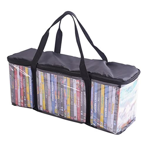 Imperius Portable DVD Storage Collection Bag/Clear Black Each Holds 40 DVD Solution for Movies/Video/Games/Blu-ray/Music(40 DVD)