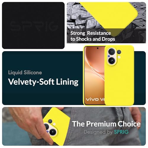 Image of SPRIG Compatible with Vivo V60 Premium SilkTone Back Cover Drop Tested Shock Proof Mobile Case for Men, Women, Boys and Girls with Camera Protection (Shining Yellow)
