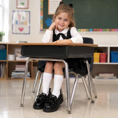 Image of KIDSUN Toddler Dress Shoes Boys Girls Oxford Shoes Kids Wedding Church Dress Shoes PU Leather Lace Up School Uniform Loafer Flats（Toddler /Kids）